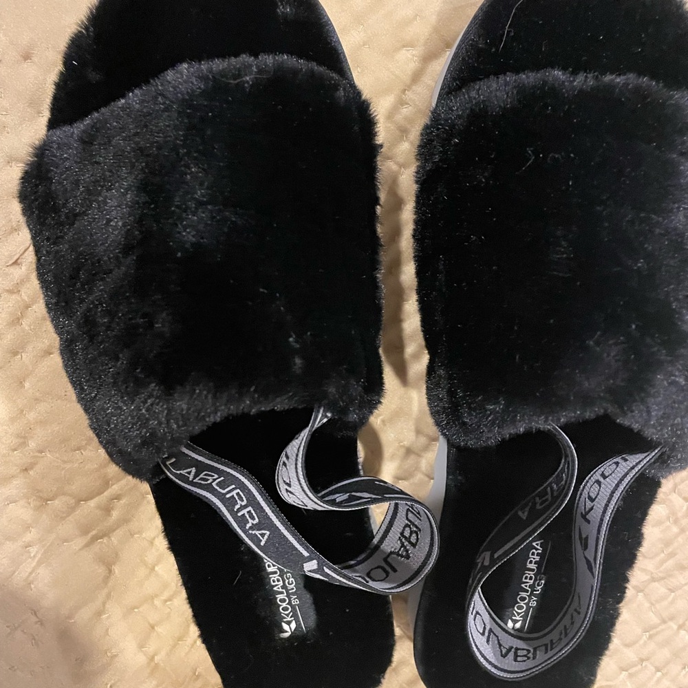 Koolaburra by UGG Women's Black Faux Fur Slippers New